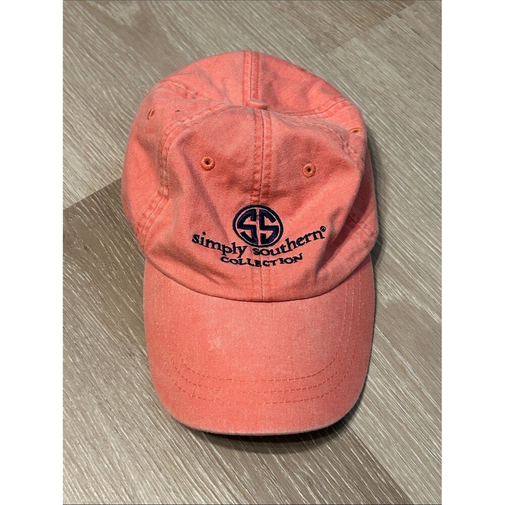Simply Southern Collection Adams Peachy Coral Mesh Lined Adjustable Logo Hat
